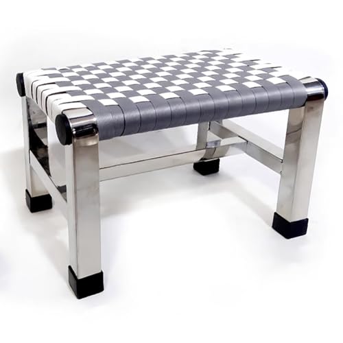 TT-YEC Home Einfacher Badezimmer Duschhocker, Edelstahl-Imitation Rattan Badesitz, Handgewebter Schuhhocker, Mit Gummi-Rutschmatte, Tragende 150 Kg, Barrierefreie Badestuhl,B h21cm von TT-YEC