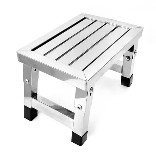 TT-YEC Klappbares Edelstahl-Bad Badezimmer Niedriger Hocker, Tragbarer Metallschulenhocker, Toilettenfußhocker, Stabiler Nicht Rutscher Badhocker, Geeignet Für Innen- Und Außengebrauch,H22.5cm von TT-YEC