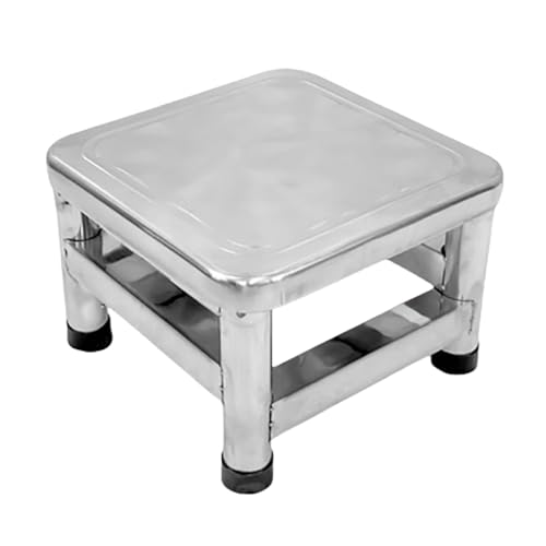 TT-YEC Multifunktionaler Badezimmer-Tritthocker, Duschhocker, Rutschfester Badesitz Aus Edelstahl, Robuster Tritthocker Aus Metall, 4 Stützstangen, Tragkraft 300 Kg,H20cm von TT-YEC