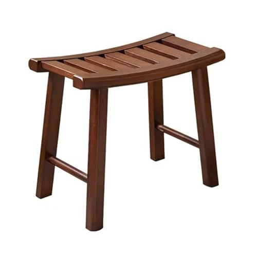 TT-YEC Spa-Hocker Aus Holz, Rutschfester Duschhocker Aus Gummiholz, Badesitz in Der Badewanne, Multifunktionale Aufbewahrungsschuhbank, Dunkelbraun, Garten-Freizeit-Holzhocker,H34.5cm von TT-YEC