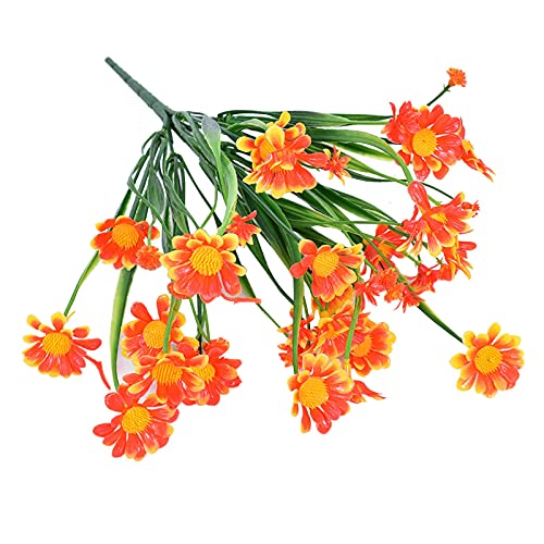 TT- Künstliche Gänseblümchen Blumen, Kunstblumen Plastik Sträucher Unechte Blumen Innen Draussen Kunstblumen für Zuhause Garten Fenster Box Hängend Pflanzen Dekor Hochzeitsdekoration (Orange) von TT-