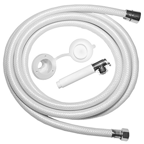TTAMG Area Shopping Handbrause für Duschbrause Boot mit Druckknopf aus Messing verchromt 4 m Camper-Duschbrause, Weiß, 1 Stück von TTAMG