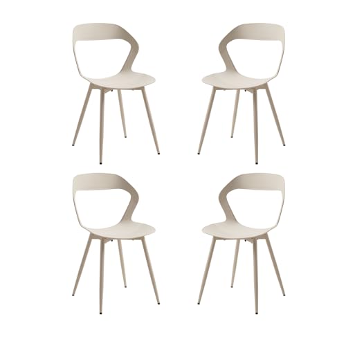 TTATC 4er-Set Esszimmerstühle oder Bürostühle mit Metallbeinen, ergonomische Stühle mit geformter Rückenlehne, Sitz aus Polypropylen, Beige-Beige von TTATC