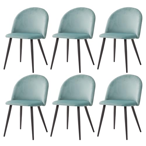 TTATC 6er Set Esszimmerstühle aus Samt, Moderne Küchenstühle mit Metallbeinen für Wohnzimmer, Küche, Esszimmer (Grün) von TTATC