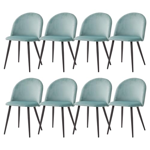 TTATC 8er Set Esszimmerstühle aus Samt, Moderne Küchenstühle mit Metallbeinen für Wohnzimmer, Küche, Esszimmer (Grün) von TTATC
