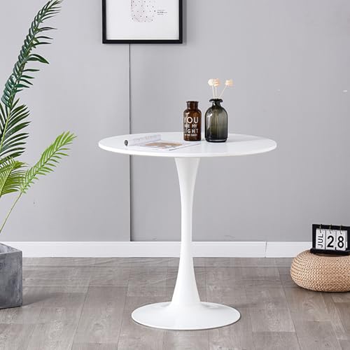 TTATC Runder Esstisch MDF Küchentisch mit Tulpenfuß, Esszimmertisch 80 * 80 * 75cm, Metallstruktur, Weiß TTATC Runder Esstisch MDF Küchentisch mit Tulpenfuß, Esszimmertisch 80 * 80 * 75cm, Metallstruktur, Weiß von TTATC