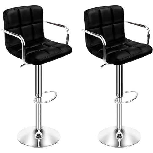 TTCHDPBX Bistrohocker Set von 2 Barhockern Höhenhöhe verstellbare Schwenkstühle mit Fußstütze und Rückenlehne Kücheninselstühle Armlehnen hoher Stuhl Barstuhl von TTCHDPBX
