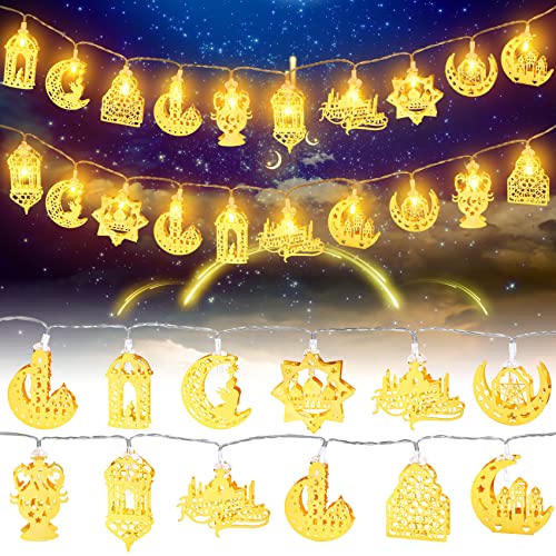 TTCOTOKE Ramadan Eid Lichterkette, 3M 20LEDs Muslim Ramadan Lichterkette, Ramadan Laternen Lichterkette Dekoration Ramadan Mond Stern Lichterkette für Außen Innen Garten Terrasse von TTCOTOKE