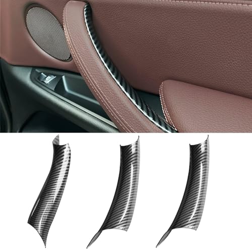 TTCR-II 3PCS Türgriff Innen Kompatibel Mit Türgriffe bmw X5 F15 2014-2018,X6 F16 2015-2018,Türgriffabdeckungen für Vorne Rechts Beifahrertür, Linke Hintertür und Rechte Hintertür (Kohlefaser) von TTCR-II