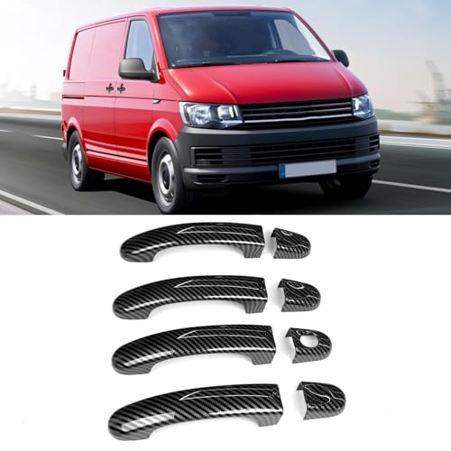 TTCR-II 8 PCS Türgriffabdeckung Kompatibel mit VW T5 Transporter Türgriff 2003-2015，Außentürgriff T6 Transporter 2015-up Für VW Caddy Van Auto TüRgriff Schale 2004–2015 (Kohlefasermuster) von TTCR-II