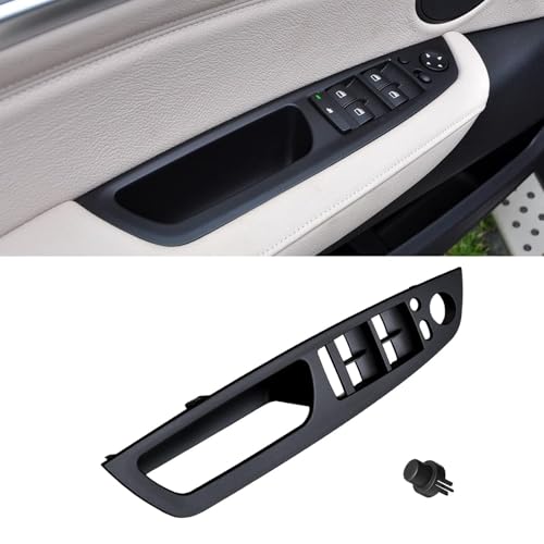 TTCR-II Kompatibel mit Türgriff Innen Links compatibel mit X5 E70 2008–2013, X6 E71/E72 2008–2014, Linke Vordertür Griffverkleidung,Fensterschalter Armlehnenverkleidung für E70 E71 E72-Schwarz von TTCR-II