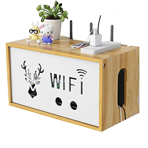 TTFFWW Holz Wandmontage-Router WiFi Router Regal,Router Box Aufbewahrung Wand Aufbewahrungsbox Massivholz WiFi Modem Okklusionsbox Wandaufbewahrungsregal,A.34 * 19 * 19cm von TTFFWW