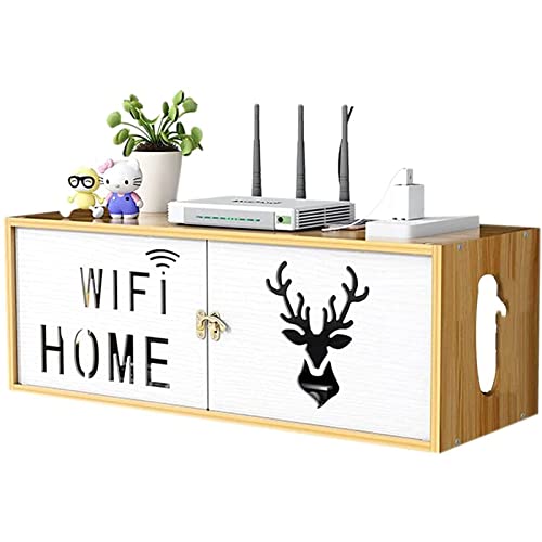 TTFFWW Holz Wandmontage-Router WiFi Router Regal,Router Box Aufbewahrung Wand Aufbewahrungsbox Massivholz WiFi Modem Okklusionsbox Wandaufbewahrungsregal,A.49 * 19.5 * 18cm von TTFFWW