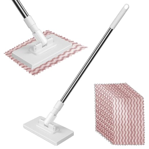 1 Wischmopp Mit Druckklemmsystem,Automatische Demontage Auf Knopfdruck Wischer Boden Kein Händewaschen Nötig Bodenwischer Mop Set,10 Wiederverwendbare Mikrofasertücher,Geeignet Für Zuhause Und Büro von TTIAYAO