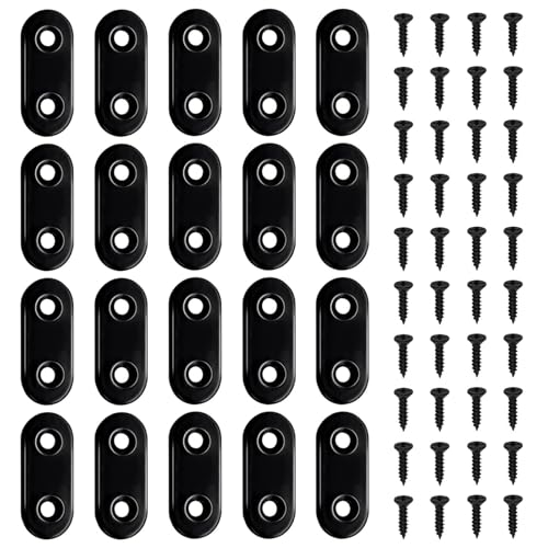 20 Flachverbinder,Kaltgewalztes Stahlmaterial,Möbelverbinder Holzverbinder Schwarz Lochplatte Mit Schrauben Winkelverbinder,Zum Reparieren Und Befestigen Von Holz Und Möbeln(36 X 16 MM) von TTIAYAO