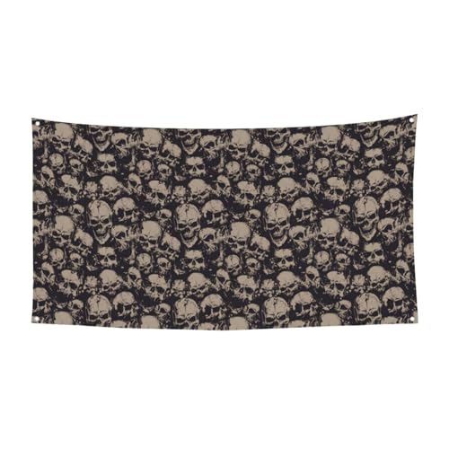 Cooles Retro-Totenkopf-Grafikdruck, Halloween-Banner, perfekt für Halloween, Weihnachten, einseitiges Design, Party-Dekor-Zubehör von TTIGLHOH