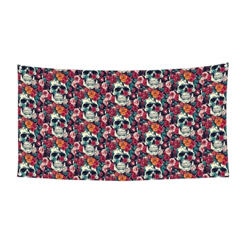 Halloween-Banner mit Blumen, Totenkopf, dekorativ, perfekt für Halloween, Weihnachten, einseitiges Design, Party-Dekoration Halloween-Banner mit Blumen, Totenkopf, dekorativ, perfekt für Halloween, Weihnachten, einseitiges Design, Party-Dekoration von TTIGLHOH