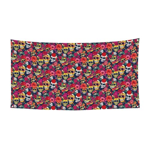 Halloween-Banner mit Zucker und Totenköpfen und Blumen, perfekt für Halloween, Weihnachten, einseitiges Design, Party-Dekor Halloween-Banner mit Zucker und Totenköpfen und Blumen, perfekt für Halloween, Weihnachten, einseitiges Design, Party-Dekor von TTIGLHOH
