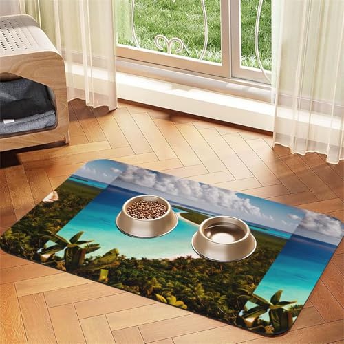 Island of Cuba bedruckte Haustier-Tischdecke aus saugfähigem Leder für Hunde und Katzen, Futtermatte, 60 x 40 cm, 4 mm dick von TTIGLHOH