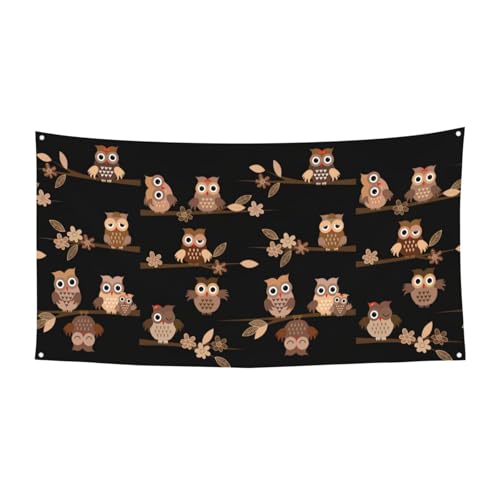Niedliche braune Cartoon-Eulen-Druck, Halloween-Banner, perfekt für Halloween, Weihnachten, einseitiges Design, Party-Dekor von TTIGLHOH