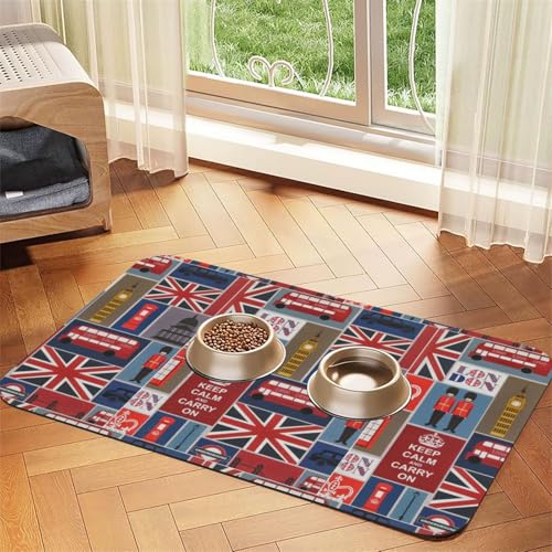 Saugfähige Leder-Tischdecke für Hunde und Katzen, Motiv: England-Symbole, 60 x 40 cm, 4 mm dick von TTIGLHOH