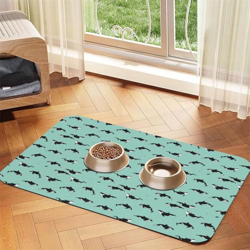 Saugfähige Leder-Tischdecke für Hunde und Katzen, Motiv: Pazifischer Ozean, Waldruck, 60 x 40 cm, 4 mm dick von TTIGLHOH