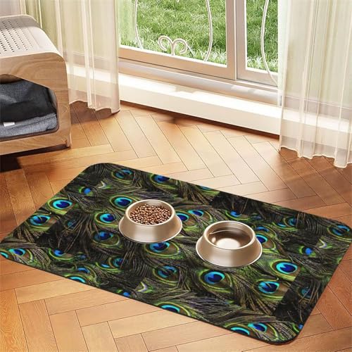 Saugfähige Leder-Tischdecke für Hunde und Katzen, Motiv: frischer Pfau, 4 mm dick von TTIGLHOH