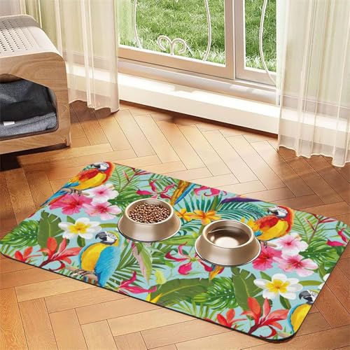 Saugfähige Leder-Tischdecke für Hunde und Katzen, Motiv: tropische Pflanzen und Papageien, 60 x 40 cm, 4 mm dick Saugfähige Leder-Tischdecke für Hunde und Katzen, Motiv: tropische Pflanzen und Papageien, 60 x 40 cm, 4 mm dick von TTIGLHOH