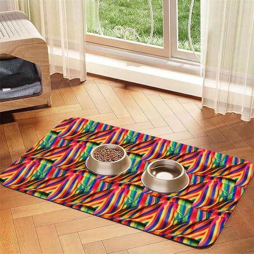 Saugfähige Leder-Tischdecke für Hunde und Katzen, Regenbogenfarben, gestreift, 60 x 40 cm, 4 mm dick von TTIGLHOH