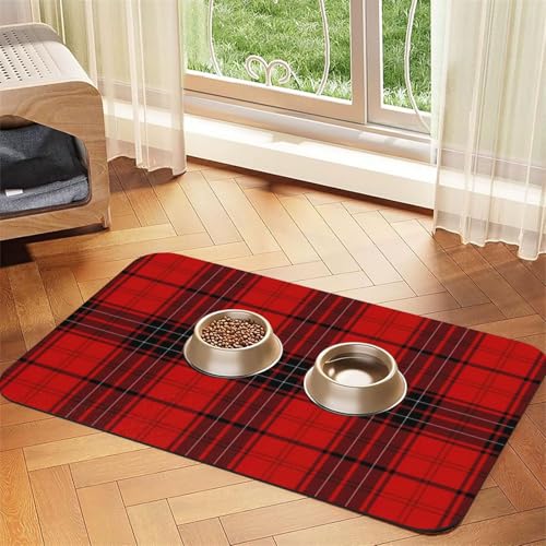 Saugfähige Leder-Tischdecke für Hunde und Katzen, kariert, 60 x 40 cm, 4 mm dick, Rot und Schwarz von TTIGLHOH
