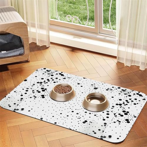 Saugfähige Leder-Tischdecke für Hunde und Katzen, mit Punktemuster, 60 x 40 cm, 4 mm dick, Schwarz / Weiß von TTIGLHOH