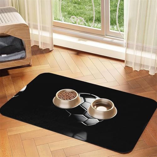 Saugfähige Leder-Tischdecke mit Aufschrift "I Like Soccer Print", für Hunde und Katzen, Futtermatte, 60 x 40 cm, 4 mm dick von TTIGLHOH