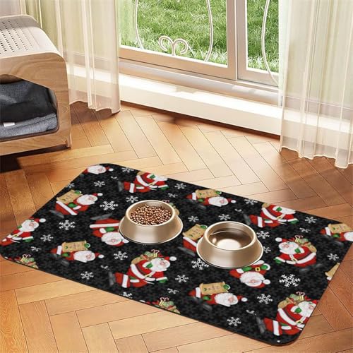 Saugfähige Leder-Tischdecke mit Aufschrift "Merry Christmas", für Hunde und Katzen, Futtermatte, 60 x 40 cm, 4 mm dick von TTIGLHOH