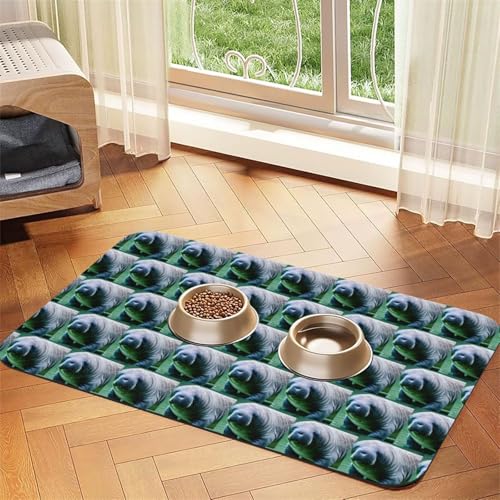 Seekuh Tiere Kalbdruck Haustier saugfähige Leder-Tischdecke für Hunde und Katzen, Futtermatte, 60 x 40 cm, 4 mm dick von TTIGLHOH