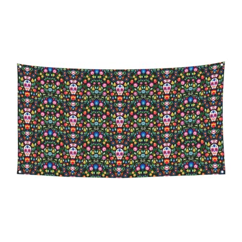 Sugar Horror Skull And Flowers Printing Halloween Banner Perfect For Halloween Christmas Single Side Design Party Decor Supplies von TTIGLHOH