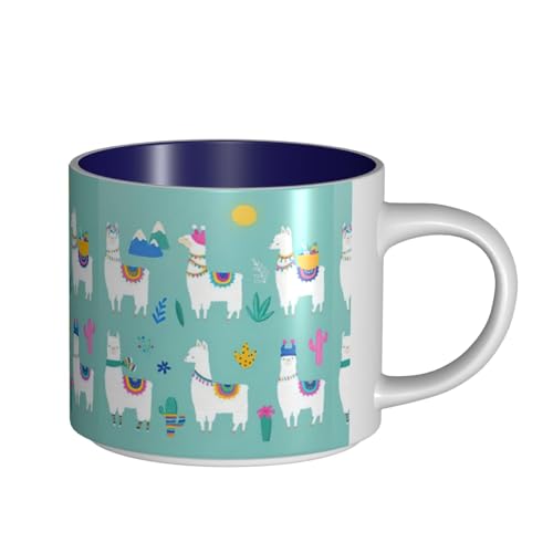 TTIGLHOH Alpaka-Llama-Druck, große Kapazität, Keramikbecher, geeignet für Cafés, stabile Konstruktion, rutschfeste Unterseite von TTIGLHOH