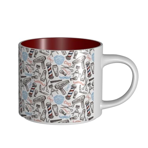 TTIGLHOH Barber Supplies Musterdruck-Trinkbecher, große Kapazität, Keramikbecher, geeignet für Cafés, stabile Konstruktion, rutschfeste Unterseite TTIGLHOH Barber Supplies Musterdruck-Trinkbecher, große Kapazität, Keramikbecher, geeignet für Cafés, stabile Konstruktion, rutschfeste Unterseite von TTIGLHOH