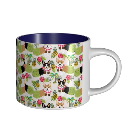 TTIGLHOH Corgi Hawaiianische tropische Sommer-Trinkbecher mit Ananas-Druck, große Kapazität, Keramikbecher, geeignet für Cafés, stabile Konstruktion, rutschfeste Unterseite TTIGLHOH Corgi Hawaiianische tropische Sommer-Trinkbecher mit Ananas-Druck, große Kapazität, Keramikbecher, geeignet für Cafés, stabile Konstruktion, rutschfeste Unterseite von TTIGLHOH
