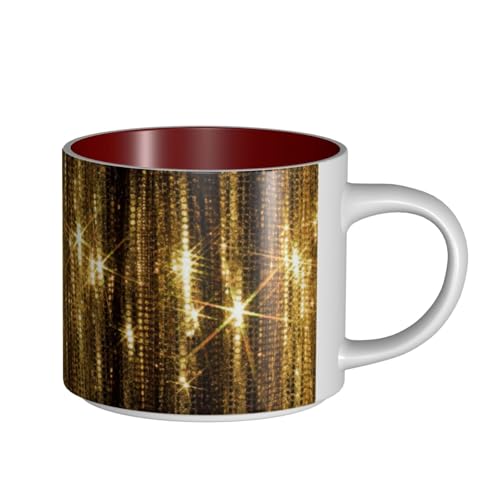 TTIGLHOH Goldfarbene Pailletten-Trinkbecher mit glitzerndem Druck, große Kapazität, geeignet für Cafés, stabile Konstruktion, rutschfeste Unterseite TTIGLHOH Goldfarbene Pailletten-Trinkbecher mit glitzerndem Druck, große Kapazität, geeignet für Cafés, stabile Konstruktion, rutschfeste Unterseite von TTIGLHOH