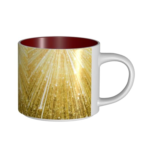 TTIGLHOH Goldfarbene Trinkbecher mit glitzerndem Druck, große Kapazität, Keramikbecher, geeignet für Cafés, stabile Konstruktion, rutschfeste Unterseite TTIGLHOH Goldfarbene Trinkbecher mit glitzerndem Druck, große Kapazität, Keramikbecher, geeignet für Cafés, stabile Konstruktion, rutschfeste Unterseite von TTIGLHOH