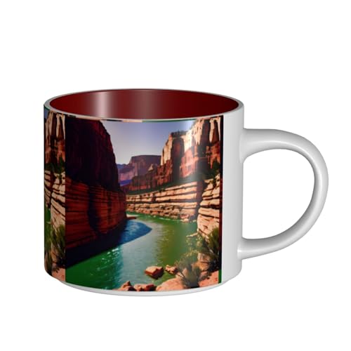 TTIGLHOH Grand Canyon Bedruckte Trinkbecher mit großem Fassungsvermögen, Keramikbecher, geeignet für Cafés, stabile Konstruktion, rutschfeste Unterseite von TTIGLHOH