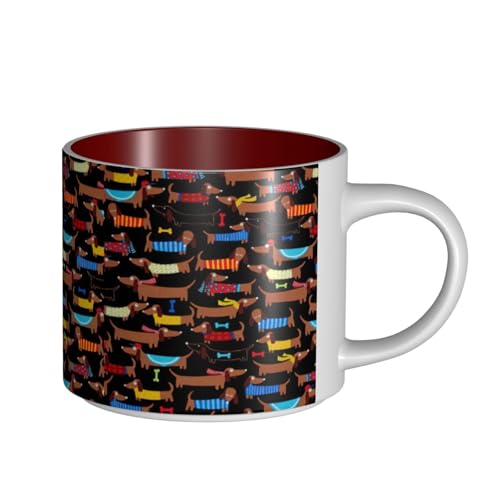 TTIGLHOH Keramikbecher mit Aufschrift "I Love My Dog Dachshunds", großes Fassungsvermögen, geeignet für Cafés, stabile Konstruktion, rutschfeste Unterseite von TTIGLHOH