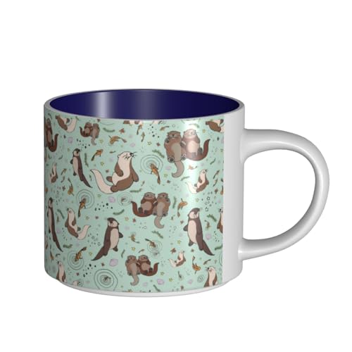 TTIGLHOH Otters Printing Trinkbecher, große Kapazität, Keramikbecher, geeignet für Cafés, stabile Konstruktion, rutschfeste Unterseite TTIGLHOH Otters Printing Trinkbecher, große Kapazität, Keramikbecher, geeignet für Cafés, stabile Konstruktion, rutschfeste Unterseite von TTIGLHOH
