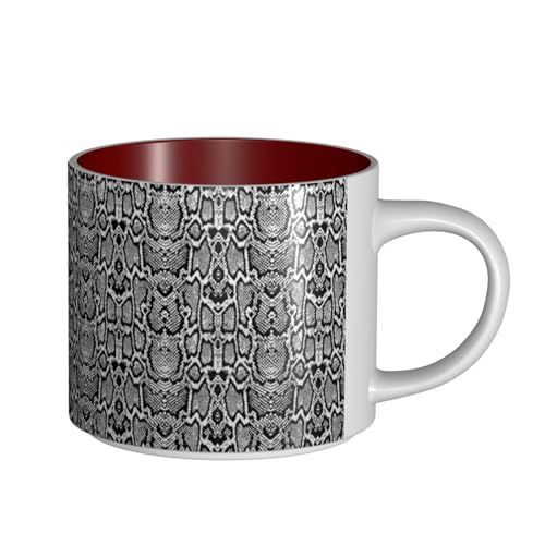 TTIGLHOH Schwarz-weiße Tasse mit Schlangenhaut-Druck, große Kapazität, Keramikbecher, geeignet für Cafés, stabile Konstruktion, rutschfeste Unterseite TTIGLHOH Schwarz-weiße Tasse mit Schlangenhaut-Druck, große Kapazität, Keramikbecher, geeignet für Cafés, stabile Konstruktion, rutschfeste Unterseite von TTIGLHOH