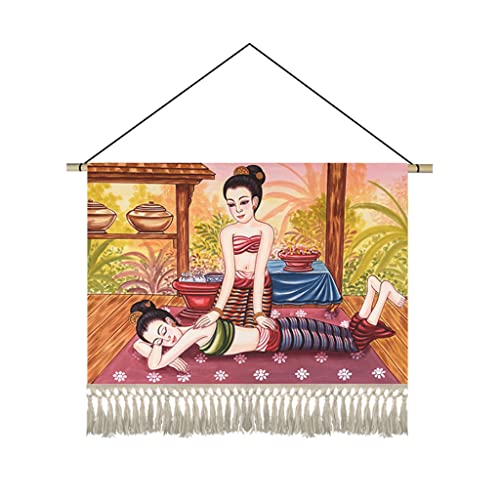 TTJZ Thai-Massage-Wandteppich, Wandbehang, Quaste, für Schlafzimmer, Wohnzimmer, Zuhause, Hotel, Fußbad, Wandbild, Dekor, 25,5 x 17,7 Zoll von TTJZ