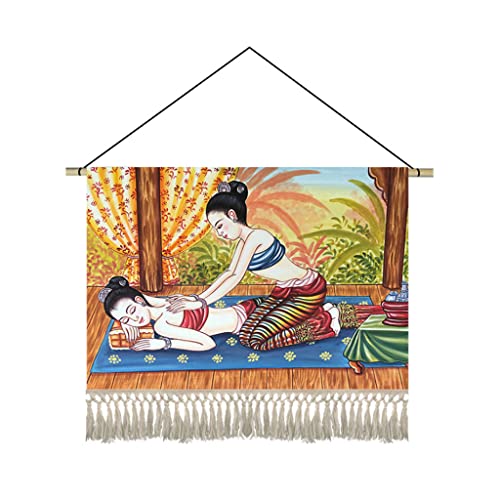 TTJZ Thai-Massage-Wandteppich, Wandbehang, Quaste, für Schlafzimmer, Wohnzimmer, Zuhause, Hotel, Fußbad, Wandbild, Dekor, 25,5 x 17,7 Zoll von TTJZ