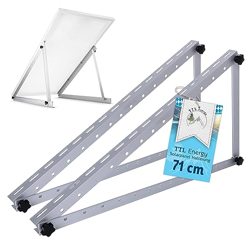 TTL Energy Solarmodul Halterung Alu 71 cm 28“ 2er Set 1 Paar - Winkel einstellbar 0-90° Montage & Befestigungs Set für Flachdach Aufständerung Balkonkraftwerk Solarpanel auf Balkon Garage Wand von TTL Commerce