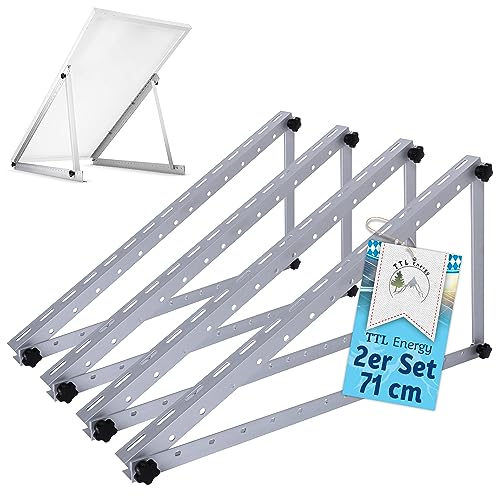 TTL Energy Solarmodul Halterung Alu 71 cm 28“ 4er Set 2 Paar - 0-90° Winkel einstellbar Montage & Befestigungs Set für Flachdach Aufständerung Balkonkraftwerk Solarpanel auf Balkon Garage Wand von TTL Commerce