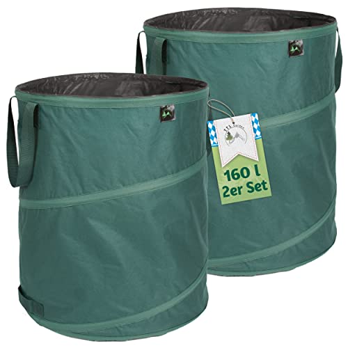 TTL Garden 2x 160L Premium Pop Up Gartensack - 220gsm 600D Oxford 2er Set 160 Liter Gartenabfallsack faltbar extra stabil - Laubsack Sack & Behälter Grünschnitt Garten Abfall selbstaufstellend von TTL Commerce