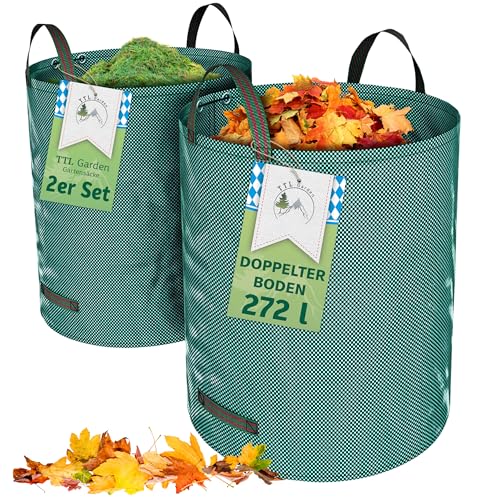 TTL Garden 2x 272L Gartensack - DOPPELTER BODEN extra stabil selbststehend 4 Griffe 150gsm groß robust & faltbar - 2er Set Garten Sack Laubsack Abfallsack für Gras Laub Hecke Gartenabfall TTL Garden 2x 272L Gartensack - DOPPELTER BODEN extra stabil selbststehend 4 Griffe 150gsm groß robust & faltbar - 2er Set Garten Sack Laubsack Abfallsack für Gras Laub Hecke Gartenabfall von TTL Commerce